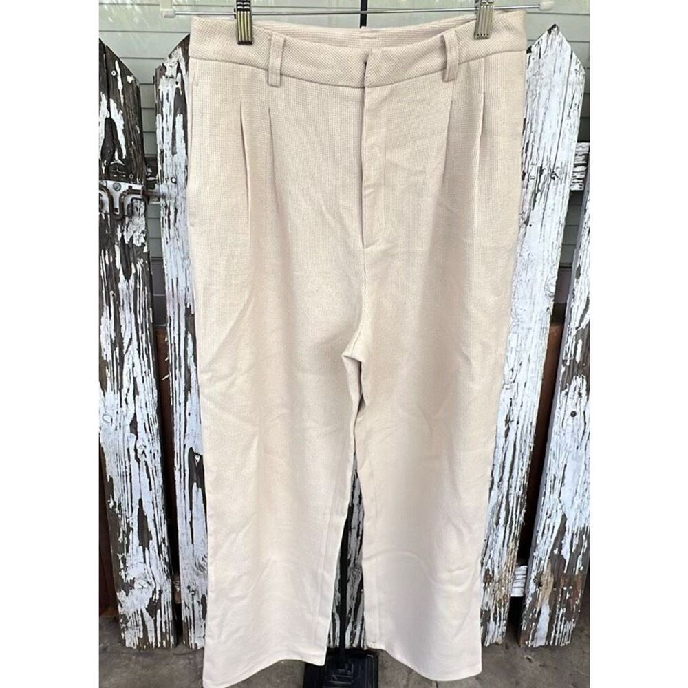 Monrow Waffle Knit Dress pants in Tan Size Large